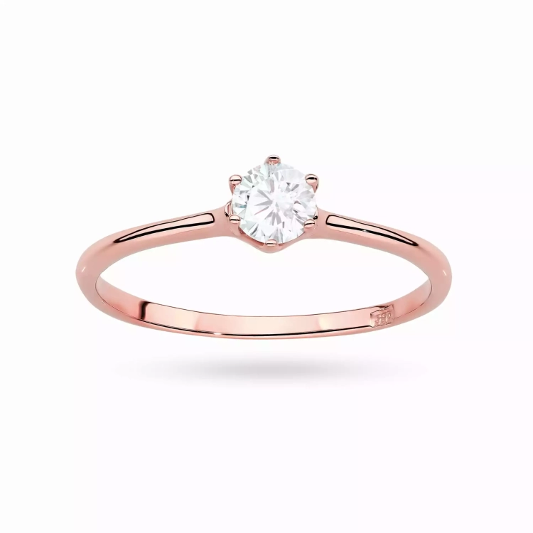 Pierścionek z różowego złota, diament laboratoryjny 0,25ct