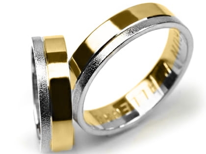 Dwukolorowe obrączki ślubne płaskie 5mm Premium P-ALLEGRO-k