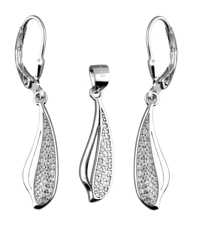 Przejdź do produktu Komplet srebrnej biżuterii kolczyki + zawieszka, z cyrkoniami