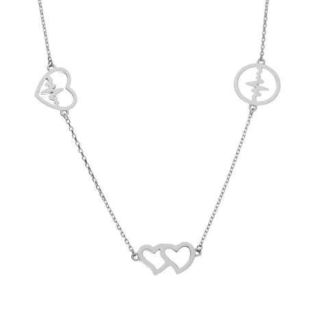 Przejdź do produktu Srebrny naszyjnik dwa serca i znaki linii życia