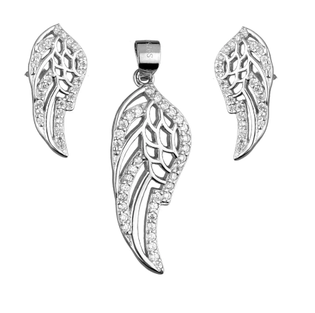 Przejdź do produktu Srebrny komplet kolczyki + zawieszka, skrzydła
