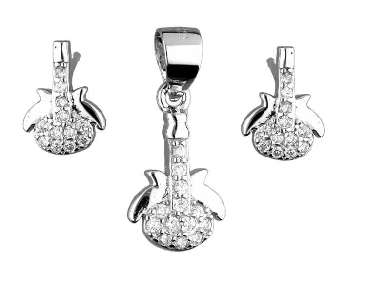 Komplet srebrnej biżuterii kolczyki + zawieszka, z cyrkoniami