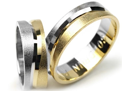 Obrączki ślubne dwukolorowe płaskie 6mm Premium P-AMAZONKA-k