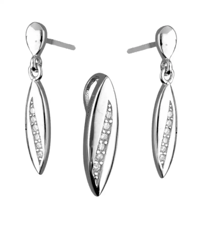 Przejdź do produktu Komplet srebrnej biżuterii kolczyki + zawieszka z cyrkoniami