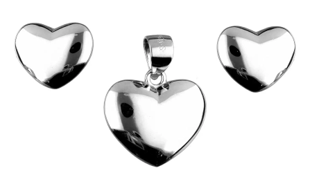 Przejdź do produktu Komplet srebrnej biżuterii kolczyki + zawieszka, serce 