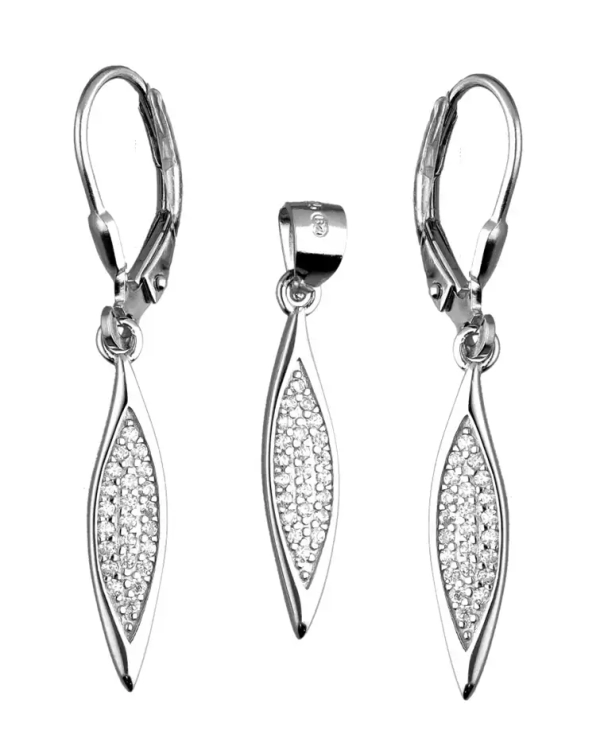 Komplet srebrnej biżuterii kolczyki + zawieszka z cyrkoniami