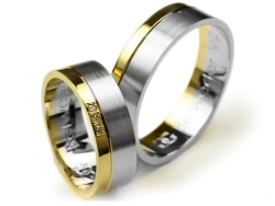 Dwukolorowe obrączki ślubne płaskie z cyrkoniami 6mm Premium P-BELWEDER VIP-k