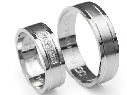 Obrączki ślubne z białego złota płaskie z cyrkoniami 6mm Premium P-BUSINESS OK-b