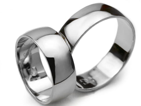 Obrączki ślubne klasyczne z białego złota 7mm półokrągłe Simple S006-b