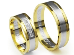 Obrączki ślubne dwukolorowe płaskie z cyrkoniami 6mm Premium -BUSINESS-OK-k
