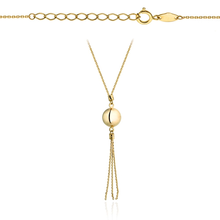 Celebrytka naszyjnik złota kulka z wiszącymi łańcuszkami