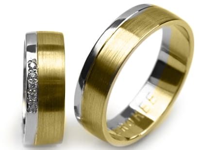 Obrączki ślubne dwukolorowe półokrągłe z cyrkoniami 6mm Premium P-CHEROKEE-k