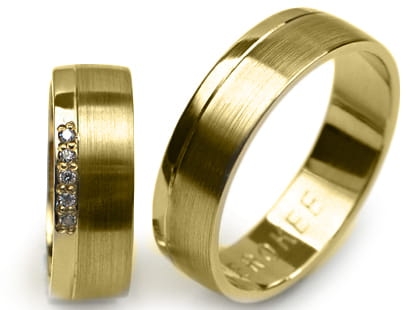 Przejdź do produktu Obrączki ślubne z żółtego złota półokrągłe z cyrkoniami 6mm Premium
