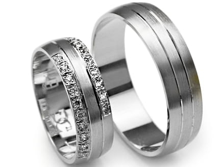 Przejdź do produktu Obrączki ślubne z białego złota półokrągłe z cyrkoniami 6mm Premium