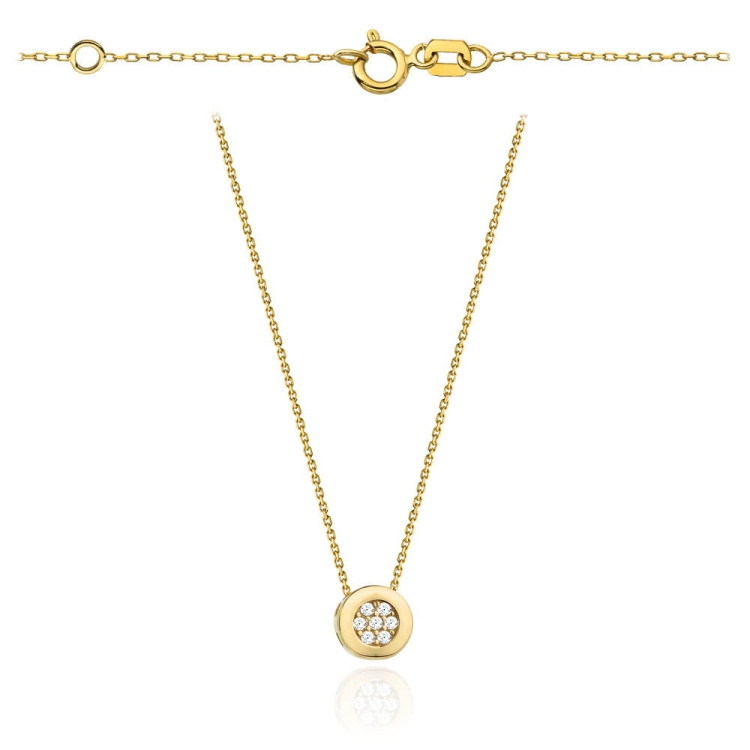 Naszyjnik cyrkonie otoczone złotym kółkiem