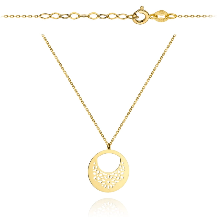 Naszyjnik koło wzór kwiatkowy