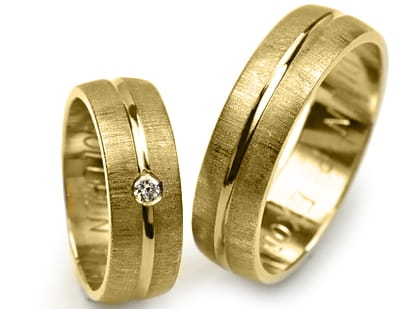 Przejdź do produktu Obrączki ślubne z żółtego złota półokrągłe z cyrkonią 6mm Premium