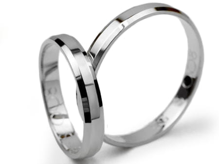 Obrączki ślubne z białego złota 3mm fazowane Simple S008-b