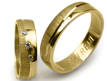 Obrączki ślubne z żółte złota półokrągłe z cyrkoniami 5mm Premium P-FALA-EXTREME