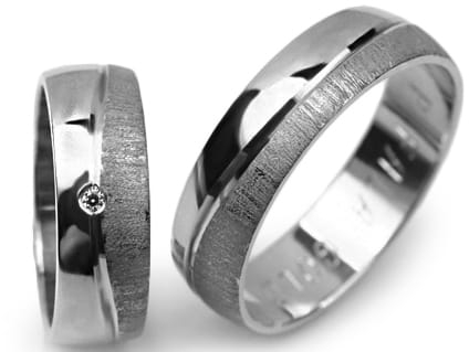 Obrączki ślubne z białego złota półokrągłe z cyrkonią 6mm Premium P-FALA-GOLD-b