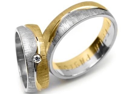 Przejdź do produktu Obrączki ślubne dwukolorowe półokrągłe z cyrkonią 6mm Premium 