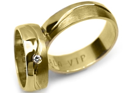 Obrączki ślubne z żółtego złota półokrągłe z cyrkonią 6mm Premium P-Fala-VIP