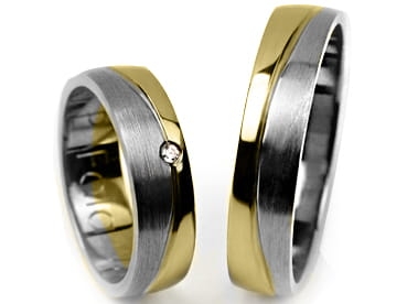 Przejdź do produktu Obrączki ślubne dwukolorowe półokrągłe z cyrkonią 5mm Premium