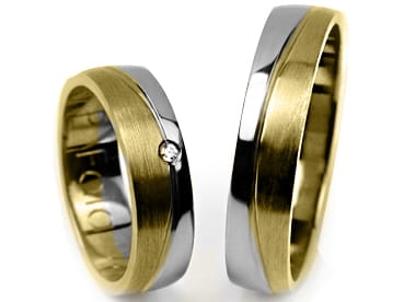 Przejdź do produktu Obrączki ślubne dwukolorowe półokrągłe z cyrkonią 5mm Premium