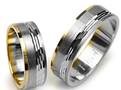 Obrączki ślubne dwukolorowe płaskie 6mm Premium P-FIONA-k