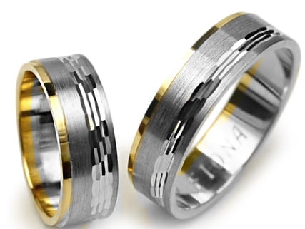 Obrączki ślubne dwukolorowe płaskie 6mm Premium P-FIONA-k