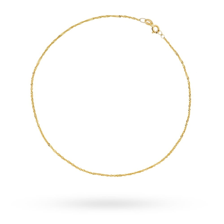 Bransoletka złota na nogę - splot singapure podwójnie skręcony diamentowany