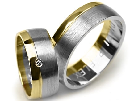 Dwukolorowe obrączki ślubne półokrągłe z cyrkonią 7mm Premium P-FLEX-k