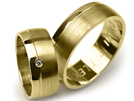 Obrączki ślubne z żółtego złota półokrągłe z cyrkonią 7mm Premium P-FLEX