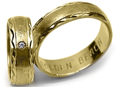 Obrączki ślubne z żółtego złota półokrągłe z cyrkonią 6mm Premium  P-GOLDEN-BEACH