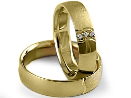 Obrączki ślubne z żółtego złota półokrągłe z cyrkoniami 5mm Premium P-JAPAN