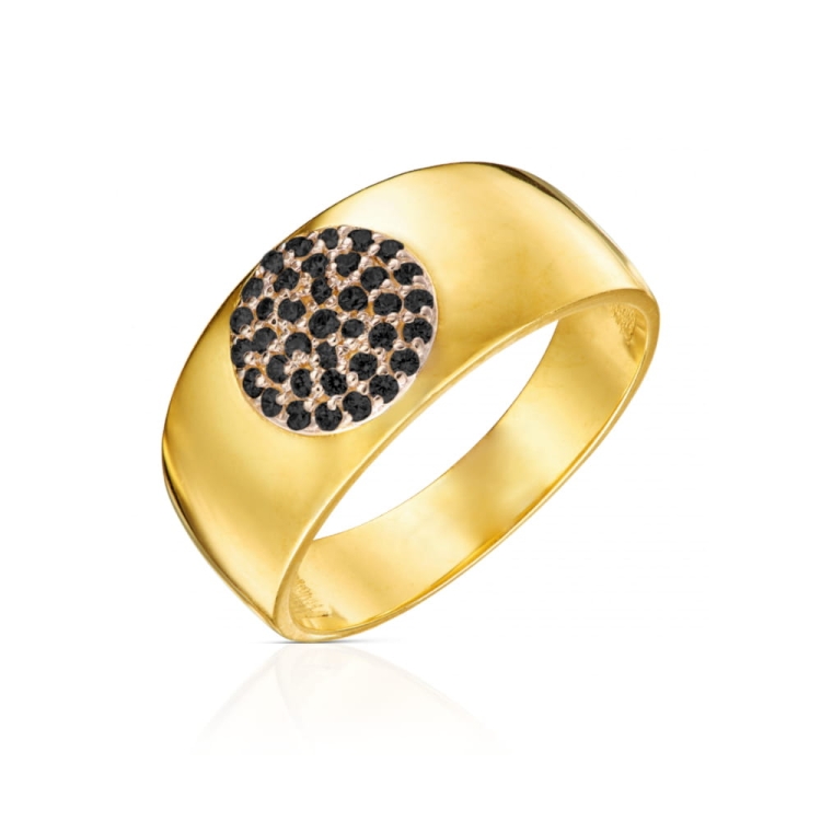Pierścionek z kółkiem wysadzanym czarnymi cyrkoniami
