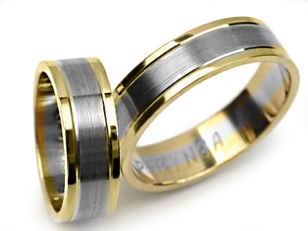 Przejdź do produktu Dwukolorowe obrączki ślubne płaskie 6mm Premium
