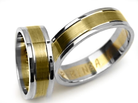 Dwukolorowe obrączki ślubne płaskie 6mm Premium