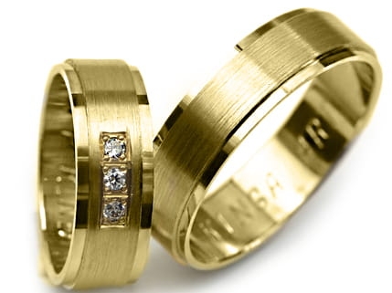 Obrączki ślubne z żółtego złota płaskie z cyrkoniami 6mm Premium P-KINGA-ART