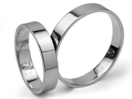 Obrączki ślubne z białego złota 4mm płaskie Simple S015-b