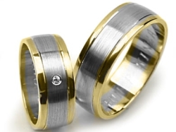 Obrączki ślubne dwukolorowe półokrągłe z cyrkonią 7mm Premium P-KINGA-WHITE-k