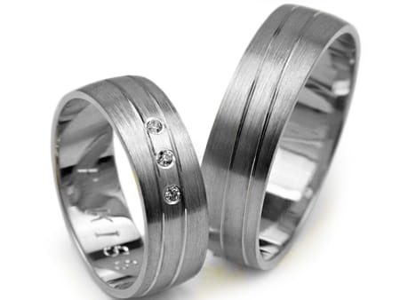 Obrączki ślubne z białego złota półokrągłe z cyrkoniami 6mm Premium P-KISS-b