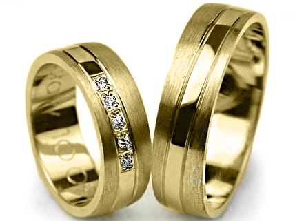 Obrączki ślubne z żółtego złota półokrągłe z cyrkoniami 6mm Premium P-LORD