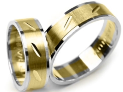 Obrączki ślubne dwukolorowe płaskie 6mm Premium  P-MAGNUM-k