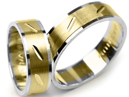 Obrączki ślubne dwukolorowe płaskie 6mm Premium  P-MAGNUM-k