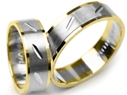 Obrączki ślubne dwukolorowe płaskie 6mm Premium P-MAGNUM-k