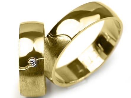 Przejdź do produktu Obrączki ślubne z żółtego złota półokrągłe z cyrkonią 6mm Premium