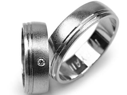 Obrączki ślubne z białego złota półokrągłe z cyrkonią 6mm Premium P-RYAN-b