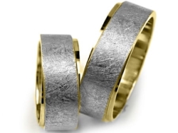 Dwukolorowe złote obrączki ślubne płaskie 7mm Premium P-SAHARA-k