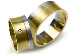 Obrączki ślubne dwukolorowe wklęsłe z cyrkonią 8mm Premium P-SALVIA-k